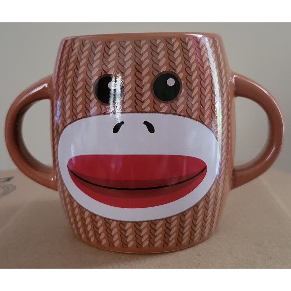 Galerie Brown Sock Monkey Mug 4" Ear Handles Coffee Cup Great Condition